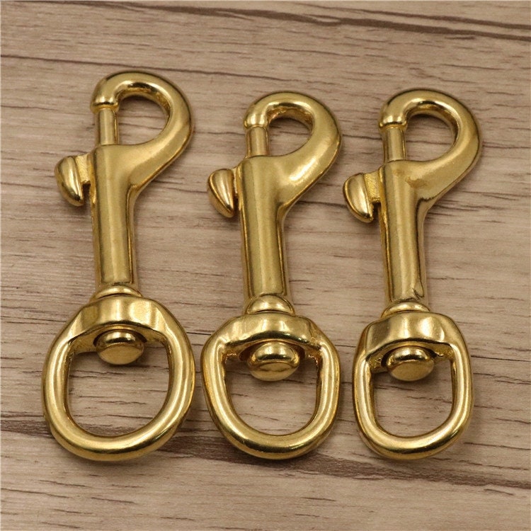 Solid Brass Swivel Eye Bolt Snap Hook Spring Strap Lobster Clasp Clip  Lanyard Key Chain Purse Bag Belt Buckle Dog Leash Tote Chunky Hardware 