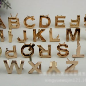 Letters Purse Label Charm Tag 3/4&quot; 16-18mm Choose From 26 Metal Letters Decoration Supply Heavy Duty Handbag Bag Making Replacement Hardware