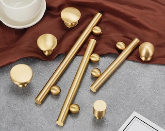 Matt Gold Messing Schrank Griffe Moderne Minimalist Schublade Knäufe Art Deco geriffelte Design Industrie Loft-Stil Luxus Küchenschrank