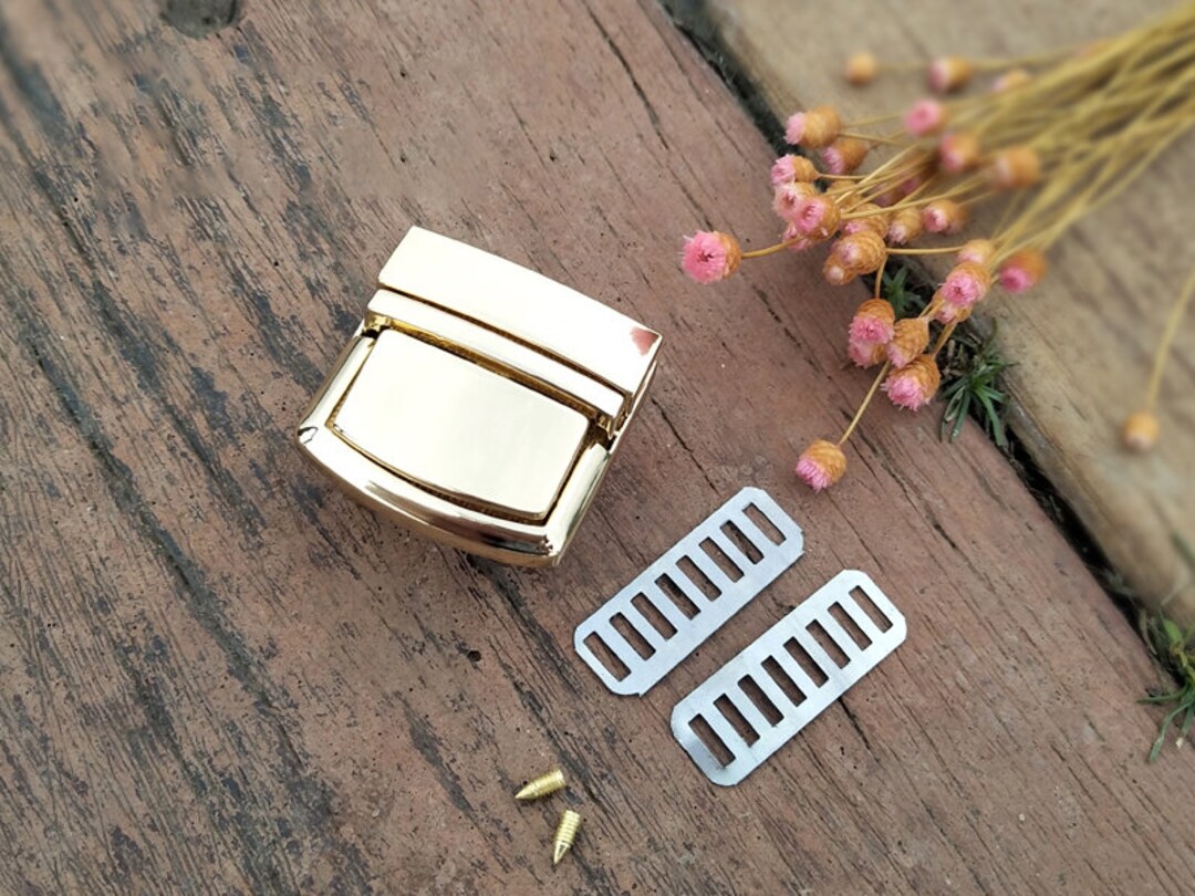 Metal Tuck Lock Thumb Lock 35x33mm Silver Gold Square Shape Catch Lock ...