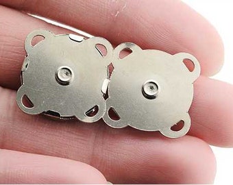 Metal Quincunx Sew-on Floral Magnetic Snap Closure Fastener Button Clasps Purse Clasp Set Bag Sewing 4 Loops 3/8 5/8 11/16 inch 10 15 18 mm