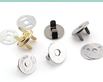 Thin Magnetic Snap Closure Fastener Button Clasps Handbag Purse Bag Set Sewing Silver Gold Bronze Black 3/8 1/2 0.5 11/16 inches 10 14 18 mm