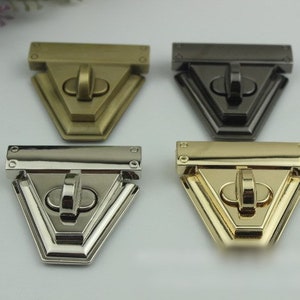 Serrure triangulaire tournante 50 mm 2 pouces pour sac à main, organisateur de breloques, matériel de bagage, cadenas doré antique et fermeture à clé, petit sac, pochette, accessoires en métal