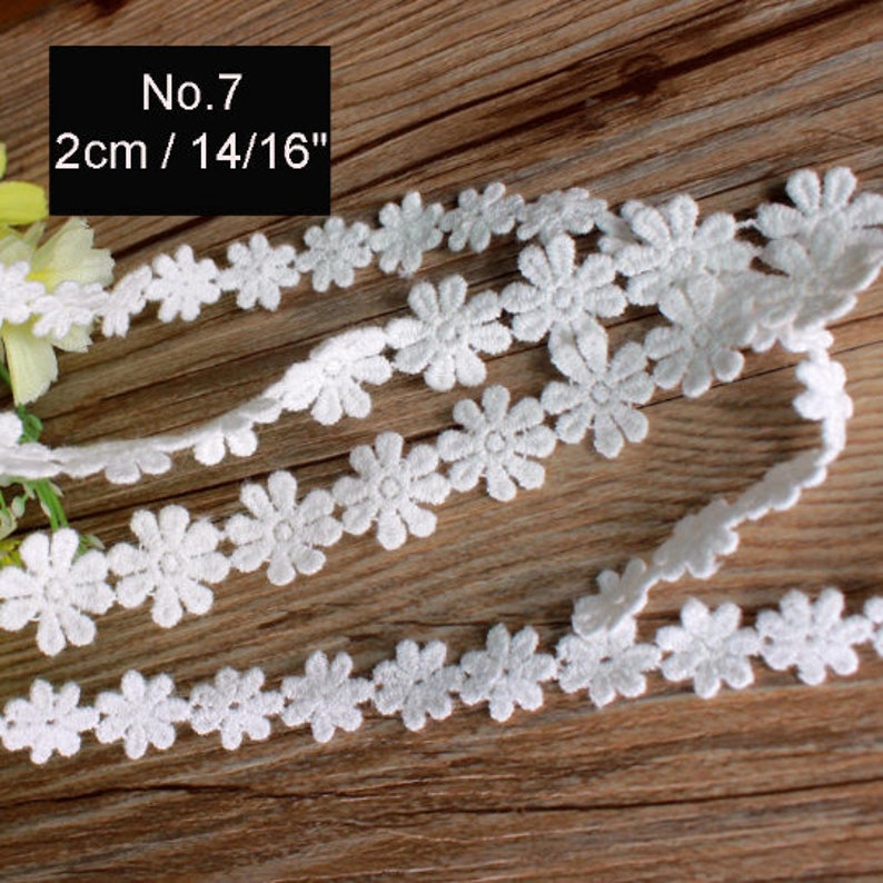 White Small Daisy Flower Antique Floral Embroidered Lace Trim - Etsy