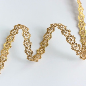 Metallic Gold Lace Edge Trim 1 cm 3/8" Bridal Ribbon Sewing