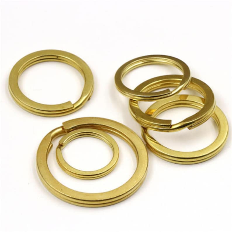 Round Flat Split Key Ring Solid Brass Hang Chain Hook DIY Craft Hardware 12 15 20 25 30 32 35 mm 1/2 5/8 13/16 1 1 3/16 1 5/16 1 7/16" imagem 3