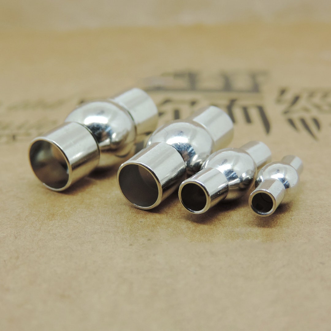 Barrel Magnetic Clasp End Cap 2 3 4 5 6 8 Mm Brass Silver Tone Tube ...