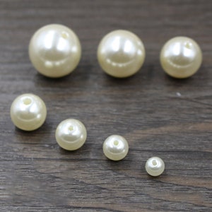 White Round Acrylic Plastic Pearl Loose Spacer Beads 4 5 6 8 10 12 14 16 20 22 25 mm Center Drilled Two Holes Jewelry Making DIY