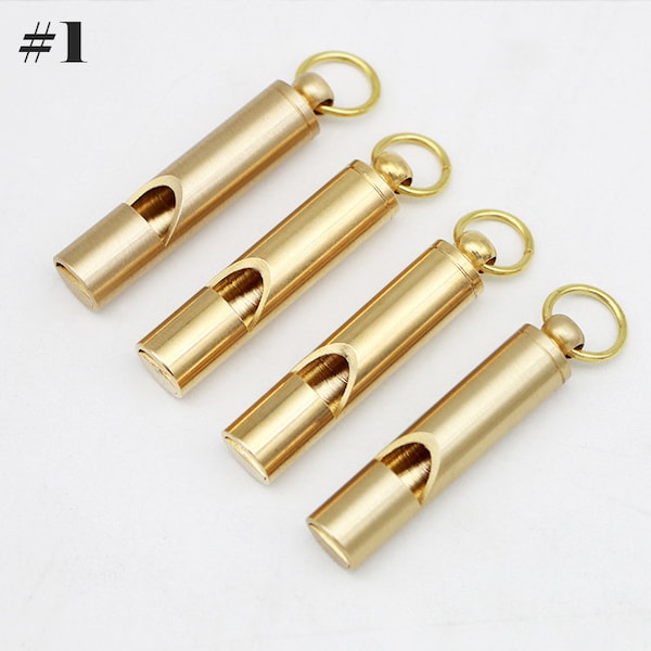 Solid Brass Pocket Whistle Fob Pendant Key Ring Keychain Outdoor EDC Emergency Safety Tool Gear Heavy Duty Survival Nautical Camping Hiking