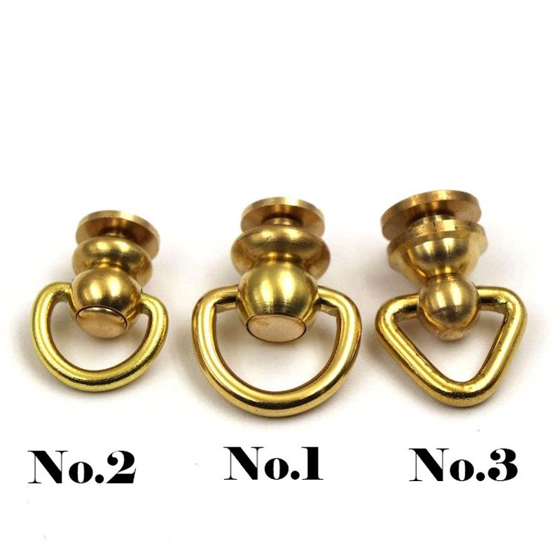 Solid Brass Screw Connector Back Stud Round Rivet Lanyard Buckle Pull Ring Loop Strap Knob Key Chain Bag Purse Belt Leathercraft Hardware image 6