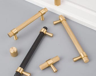 Moderne Gerändelte Massivem Messing Kabinett Griffe Gold Schwarz Schublade Griffe Küche Badezimmer Schlafzimmer Industrielle Skandinavische Minimalist Interiors