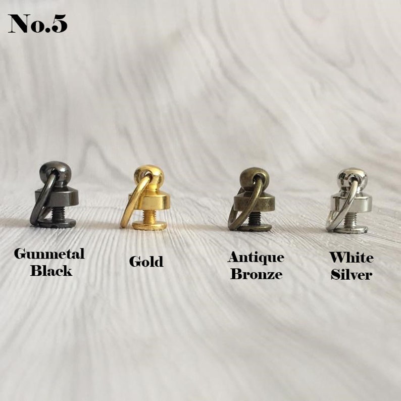 Solid Brass Screw Connector Back Stud Round Rivet Lanyard Buckle Pull Ring Loop Strap Knob Key Chain Bag Purse Belt Leathercraft Hardware image 3