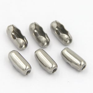 May include: Six silver metal chain connectors, each with a cylindrical shape and a split design for connecting chains.