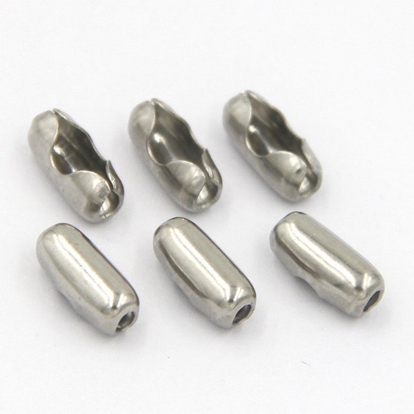 Surgical Stainless Steel Ball Chain Connector Clasp 1.5 - 5 mm for Dog Silver Tone Tag Chains 1/16" 3/16"