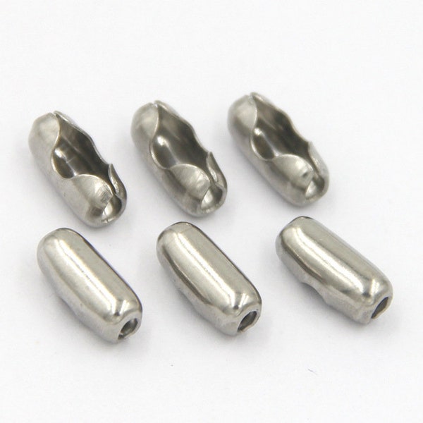 Chirurgische Edelstahl Kugelkette Verbinder Verschluss 1,5 - 5 mm für Hund Silber Ton Tag Ketten 1/16" 3/16"