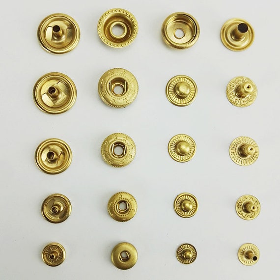 30sets Brass Material Snap Fastener Press Studs Snaps Button Popper 12.5mm  203, 15mm 201 Craft Supplies DIY 