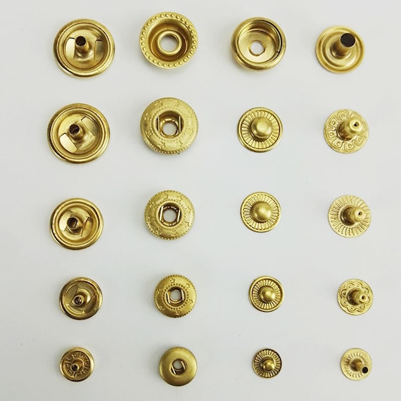 真鍮製ラウンドSスプリングスナップボタン 8 10 12 15 mm ティッチ