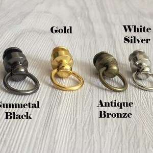 Solid Brass Screw Connector Back Stud Round Rivet Lanyard Buckle Pull Ring Loop Strap Knob Key Chain Bag Purse Belt Leathercraft Hardware image 7