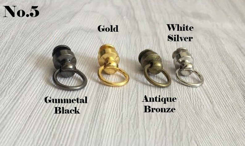 Solid Brass Screw Connector Back Stud Round Rivet Lanyard Buckle Pull Ring Loop Strap Knob Key Chain Bag Purse Belt Leathercraft Hardware image 7