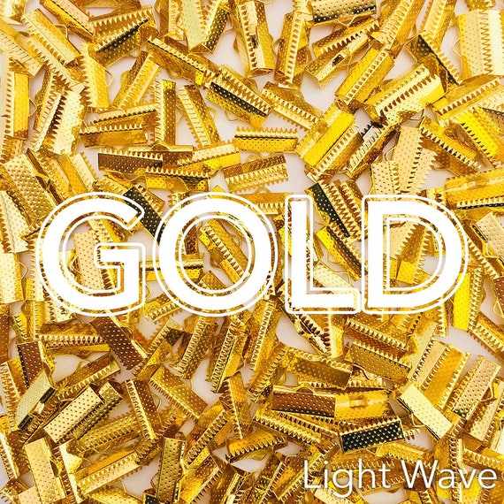 100pcs Ribbon Clip Clamp Cord Crimp End Cap Tip Necklace Findings Gold 10mm