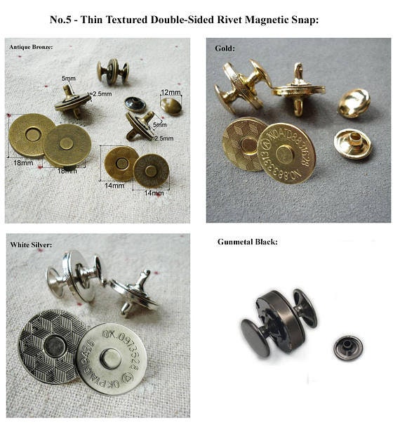 Lot of 2 magnetic clast buttons with bronze metal rivets