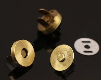 Raw Solid Brass Magnetic Snap with Prongs 18mm Round Closure Fastener Button 11/16 inch Purse Clasp Bag Sewing Leathercraft Hardware Bulk