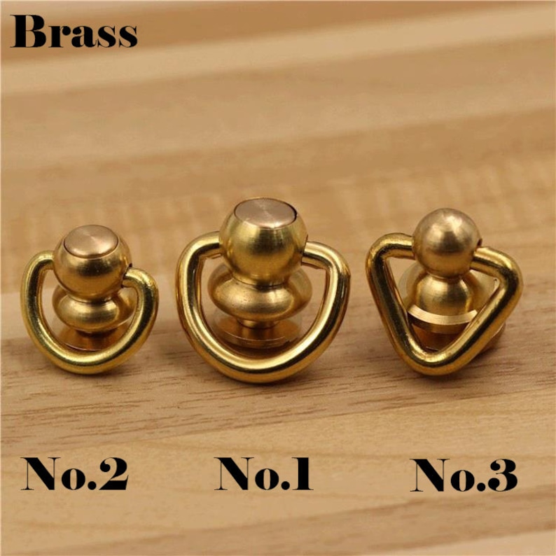 Solid Brass Screw Connector Back Stud Round Rivet Lanyard Buckle Pull Ring Loop Strap Knob Key Chain Bag Purse Belt Leathercraft Hardware image 4