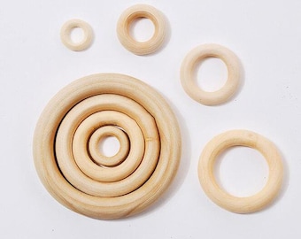 Blank Round Wood Ring 2 3 4 5 6 9 cm Cutout Bangle Loop Hoop Smooth Unfinished Natural Circle Curtain Plant Hanger Wedding Macrame Craft DIY