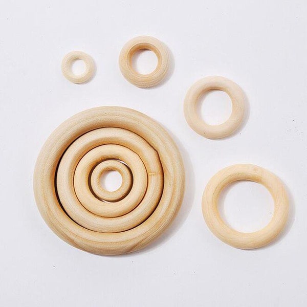 Blank Round Wood Ring 2 3 4 5 6 9 cm Cutout Bangle Loop Hoop Smooth Unfinished Natural Circle Curtain Plant Hanger Wedding Macrame Craft DIY