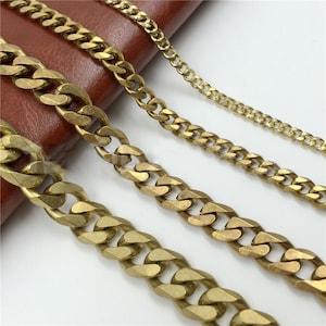 Solid Brass Curb Cuban Cable Chain 2 3 mm Thickness Rope Thick Men Necklace Link Unfinished Neck Bag Purse Wallet Strap Heavy Duty Crossbody