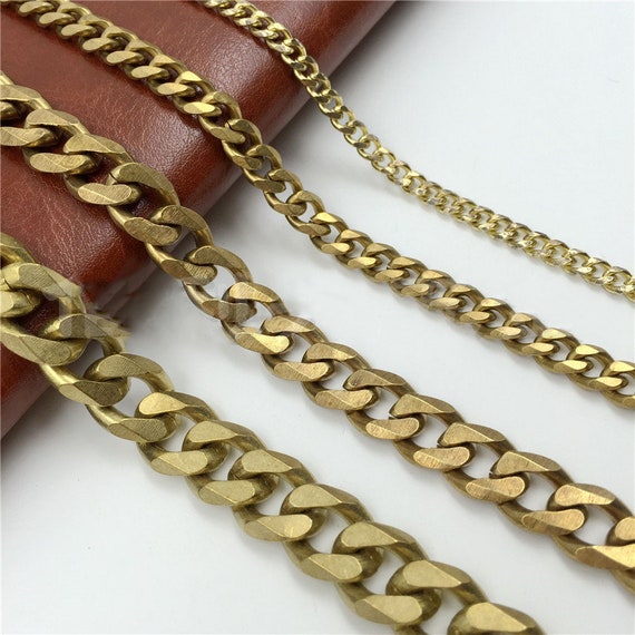 Solid Brass Curb Cuban Cable Chain 2 3 Mm Thickness Rope Thick Men