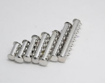 Brass Multi-Strand Magnetic Tube Bar Slide Lock Clasp 2 3 4 5 6 7 8 9 10 Loop Hole Ring Row Closure Connector Necklace Peyote Bracelet