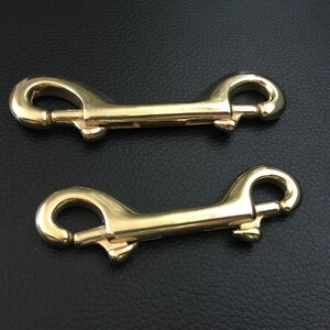 CUTICATE 2x Double End Metal Brass Trigger Clips Snap Hook Bag Keychain Luggage 3.5