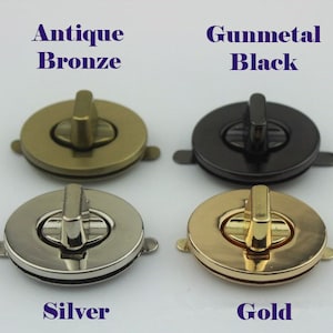Cerradura de giro ovalada de Metal 23 29 35 mm Perilla de solapa de monedero Negro Bronce Oro Plata Cierre de embrague Bolso Reparación de hardware de artesanía en cuero