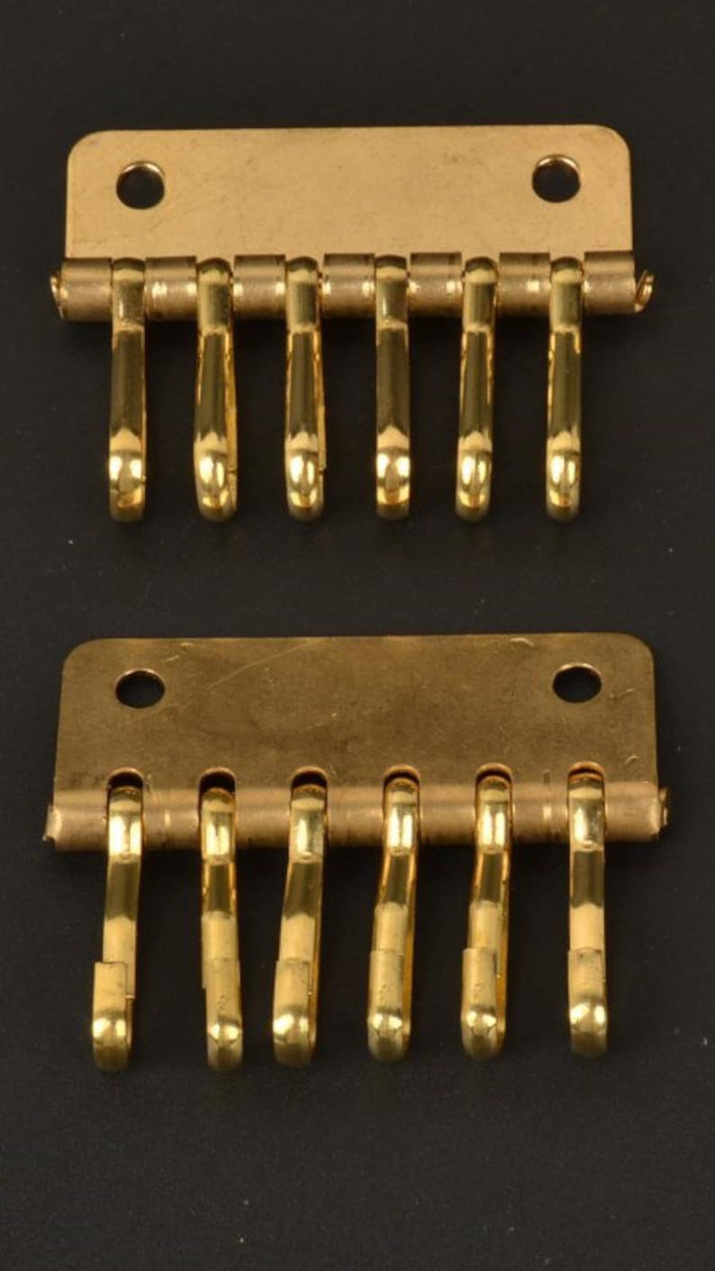 Solid Brass Key Holder Plate 6 Hooks 2 Inch Spring Snap Etsy