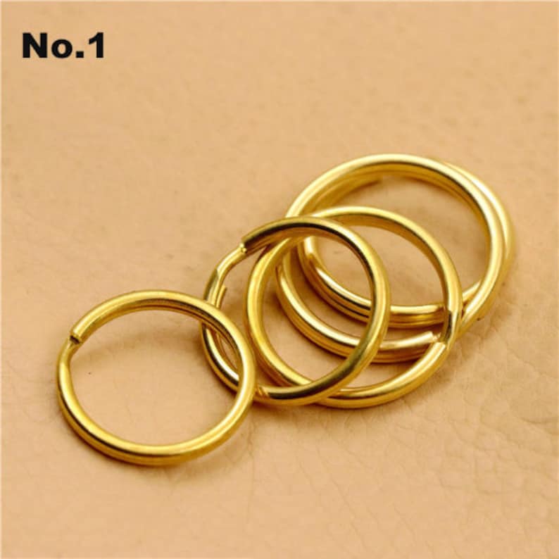 Round Flat Split Key Ring Solid Brass Hang Chain Hook DIY Craft Hardware 12 15 20 25 30 32 35 mm 1/2 5/8 13/16 1 1 3/16 1 5/16 1 7/16" imagem 4