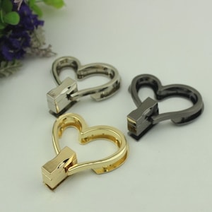 Heart Turn Lock 2 3/8 60mm Metal Purse Twist Lock Closure Heavy Duty Handbag Bag Making Replacement Hardware Accessories Wholesale image 1