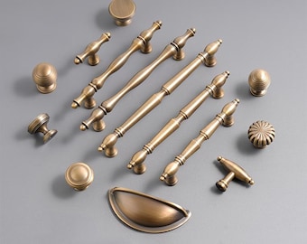 Massivem Messing Schrank Griffe Antike Bronze Klassische Vintage Schublade Knäufe Neoklassische Detaillierung Rustikale Traditionelle Küchenmöbel