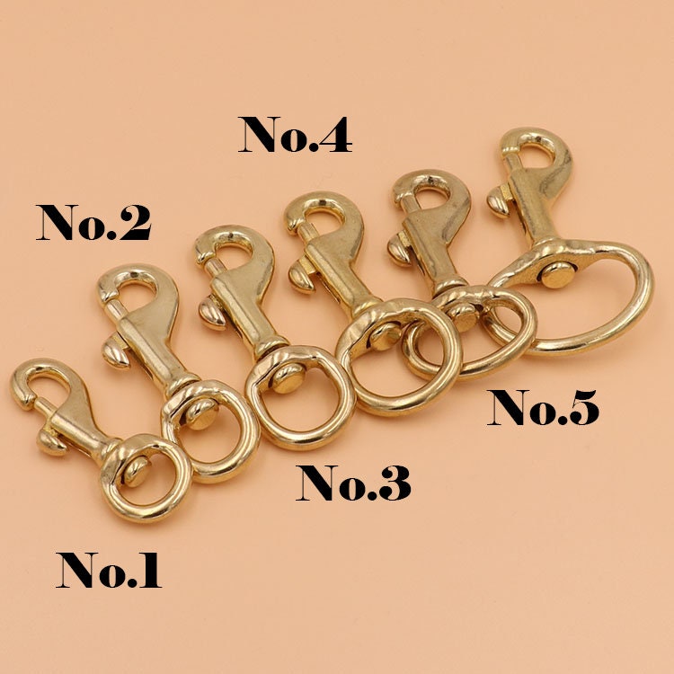 Solid Brass Round Eye Swivel Bolt Snap Clip Hook For Diving Keychains 45mm 