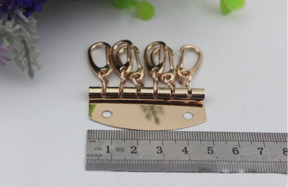 6 Hooks Metal Key Holder Plate 47mm 1 14/16 Key Fob Ring for Women Boho  State Vintage Large Handmade Clip Purse Hardware for Leather Bag 