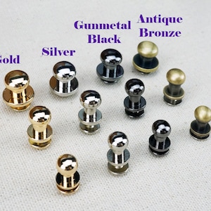 Brass Screw Stud Button 6 8 10 mm Round Head Brown Browne Gold Bronze Silver Black Rivet Sam Belt Collar Cuff Band Wallet Purse Leathercraft image 2