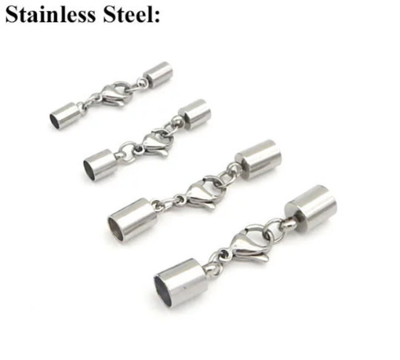 Stainless Leather Cord End Cap With Lobster Claw Clasp Etsy