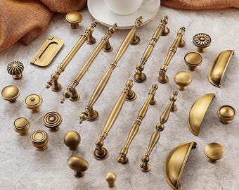 Im Alter von Solid Messing Schublade Pulls Knobs Griffe Vintage Handmade Home Möbel Verbesserung Küche Badezimmerschrank Kleiderschrank Dresser Tür Decor