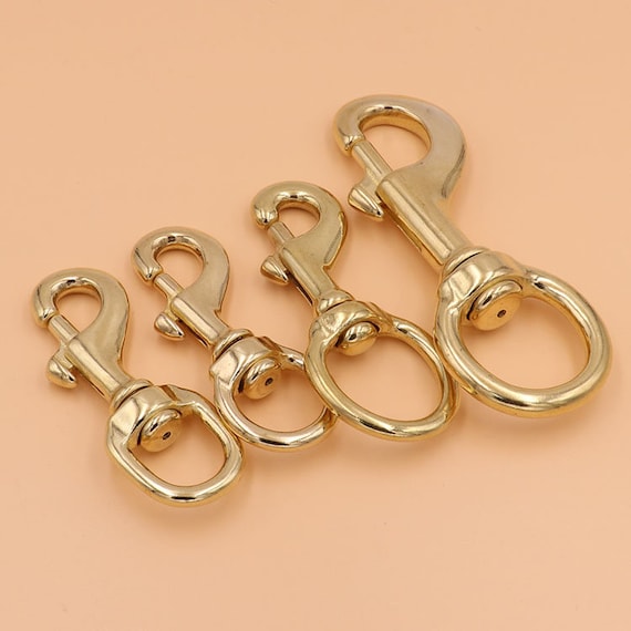 6PCS 78mm Metal Round Eye Swivel Bolt Snap Hook Keychain Dog Chain Clip Gold