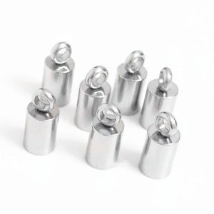 Ändlock för tofs i rostfritt stål 1 2 3 4 5 6 8 mm Terminatorlim i rostfritt stål Kumihimo Tip Top Loop Rund lädersnöre Rattail Parti