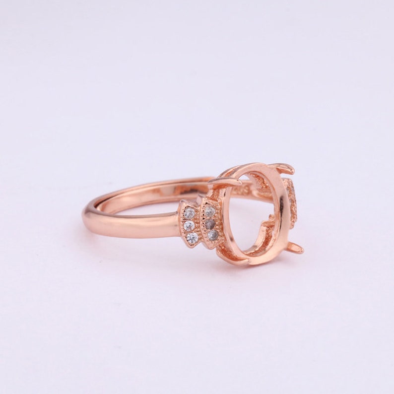 Sterling Silver CZ Adjustable Mount Ring 925 Oval Prong Setting Blank 5-11 mm 316-716 Base Cabochon Gemstone Stone Boho Jewelry Bulk