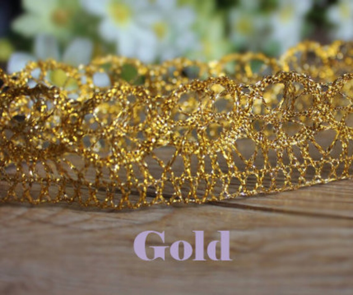 Lace Edge 30mm Trim Ribbon Metallic Sewing Gold Silver 1 3/16
