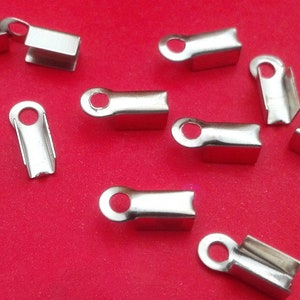 Stainless Steel Fold Over Crimp Clamp Clip 8x2 9x2 9x3 mm 5/16&quot; 3/8&quot; 1/16&quot; 1/8&quot; Loop Bead Cord End Tip Cap Connector Jewelry Finding