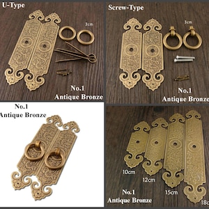 Ancient Vintage Antique Bronze/Brass Alloy Brass Round Big Flower Plate Handle Door Pull Knocker Knob Ring Furniture Decorative Cabinet