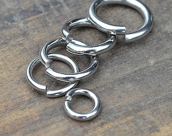 Stainless Steel Open Jump Rings 10-30mm 12 10 8 Gauge Dull Silver Color OD Connector Wire Chainmail Chainmaille Weave Jewelry Hardware DIY